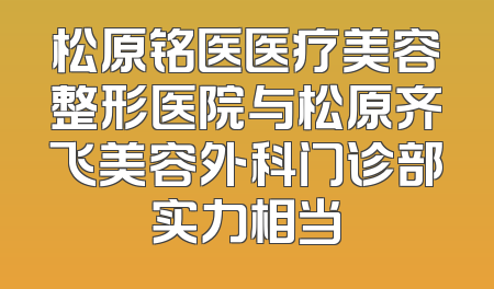 松原铭医医疗美容整形医院与松原齐飞美容外科门诊部实力相当