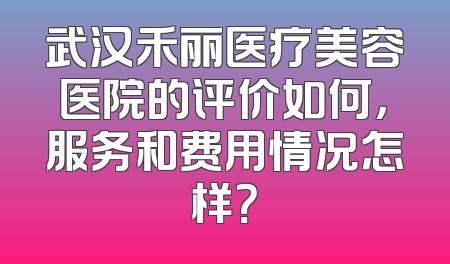 武汉禾丽医疗美容医院的评价如何，服务和费用情况怎样？