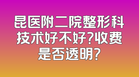 昆医附二院整形科技术好不好？收费是否透明？