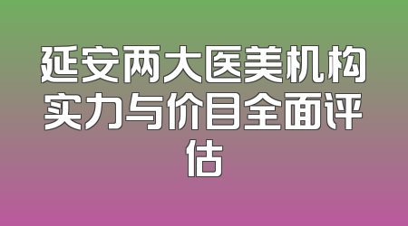延安两大医美机构实力与价目全面评估