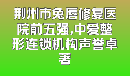 荆州市兔唇修复医院前五强，中爱整形连锁机构声誉卓著