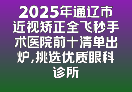 2025年通辽市近视矫正全飞秒手术医院前十清单出炉，挑选优质眼科诊所