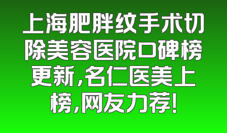 上海肥胖纹手术切除美容医院口碑榜更新，名仁医美上榜，网友力荐！