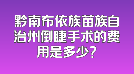 黔南布依族苗族自治州倒睫手术的费用是多少？