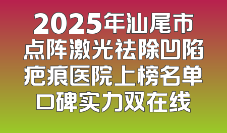 2025年汕尾市点阵激光祛除凹陷疤痕医院上榜名单口碑实力双在线