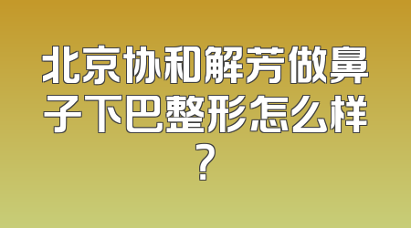 北京协和解芳做鼻子下巴整形怎么样？