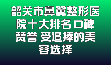 韶关市鼻翼整形医院十大排名 口碑赞誉 受追捧的美容选择