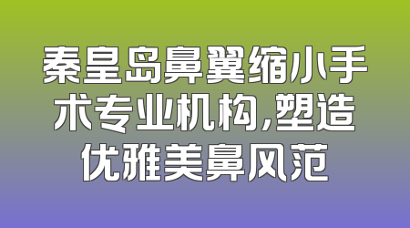 秦皇岛鼻翼缩小手术专业机构，塑造优雅美鼻风范
