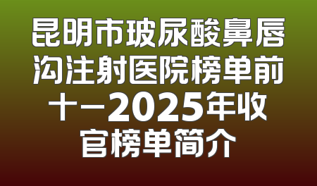 昆明市玻尿酸鼻唇沟注射医院榜单前十_2025年收官榜单简介