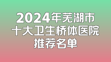2024年芜湖市十大卫生桥体医院推荐名单