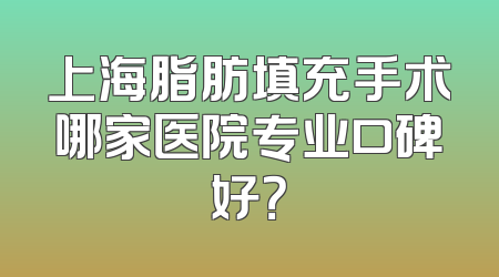 上海脂肪填充手术哪家医院专业口碑好？