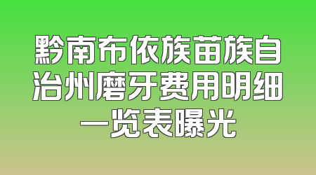黔南布依族苗族自治州磨牙费用明细一览表曝光