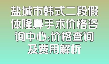 盐城市韩式二段假体隆鼻手术价格咨询中心：价格查询及费用解析