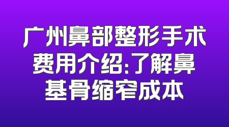 广州鼻部整形手术费用介绍：了解鼻基骨缩窄成本