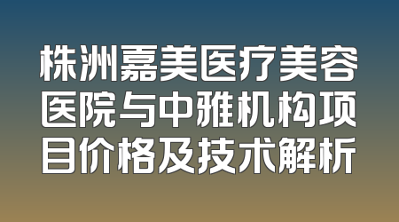 株洲嘉美医疗美容医院与中雅机构项目价格及技术解析