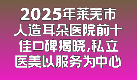 2025年莱芜市人造耳朵医院前十佳口碑揭晓，私立医美以服务为中心