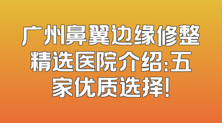 广州鼻翼边缘修整精选医院介绍：五家优质选择！