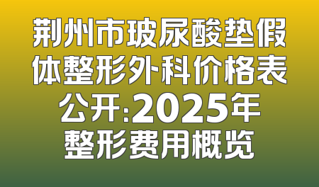 荆州市玻尿酸垫假体整形外科价格表公开：2025年整形费用概览