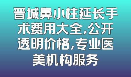 晋城鼻小柱延长手术费用大全，公开透明价格，专业医美机构服务