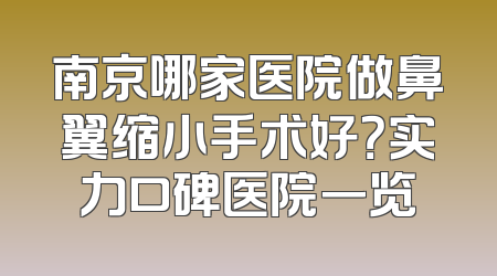 南京哪家医院做鼻翼缩小手术好？实力口碑医院一览