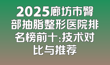 2025廊坊市臀部抽脂整形医院排名榜前十：技术对比与推荐