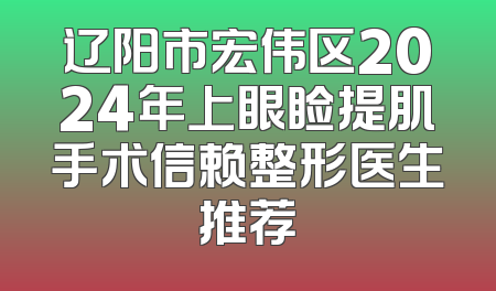 辽阳市宏伟区2024年上眼睑提肌手术信赖整形医生推荐