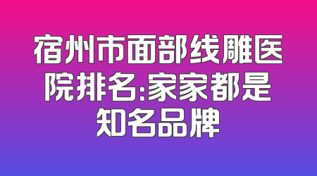 宿州市面部线雕医院排名：家家都是知名品牌