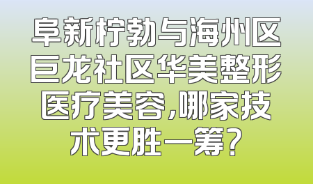 阜新柠勃与海州区巨龙社区华美整形医疗美容，哪家技术更胜一筹？