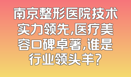 南京整形医院技术实力领先，医疗美容口碑卓著，谁是行业领头羊？