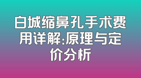 白城缩鼻孔手术费用详解：原理与定价分析