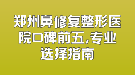 郑州鼻修复整形医院口碑前五，专业选择指南
