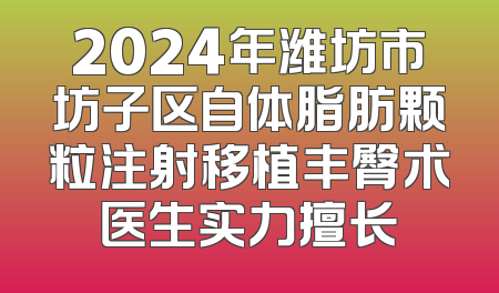 2024年潍坊市坊子区自体脂肪颗粒注射移植丰臀术医生实力擅长