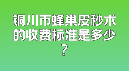 铜川市蜂巢皮秒术的收费标准是多少？