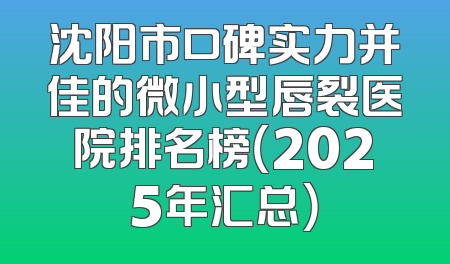 沈阳市口碑实力并佳的微小型唇裂医院排名榜（2025年汇总）