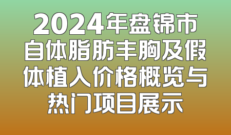 2024年盘锦市自体脂肪丰胸及假体植入价格概览与热门项目展示