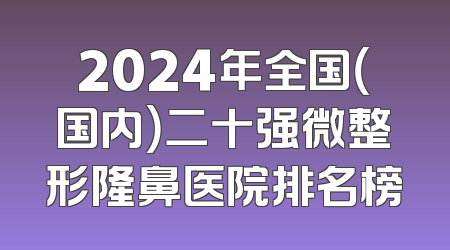 2024年全国（国内）二十强微整形隆鼻医院排名榜