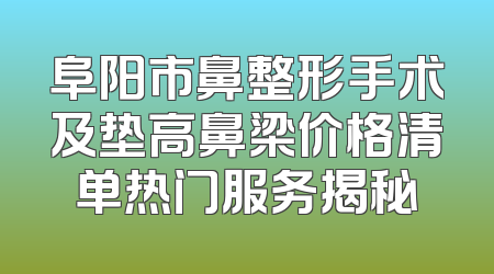 阜阳市鼻整形手术及垫高鼻梁价格清单热门服务揭秘
