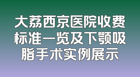 大荔西京医院收费标准一览及下颚吸脂手术实例展示