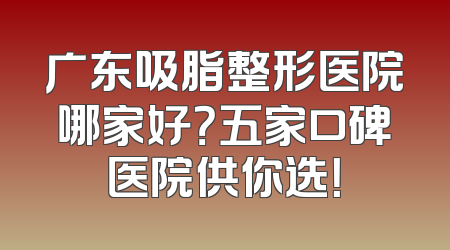 广东吸脂整形医院哪家好？五家口碑医院供你选！