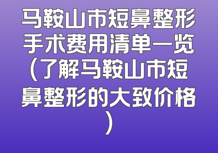 马鞍山市短鼻整形手术费用清单一览（了解马鞍山市短鼻整形的大致价格）