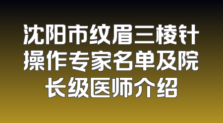 沈阳市纹眉三棱针操作专家名单及院长级医师介绍