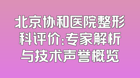 北京协和医院整形科评价：专家解析与技术声誉概览