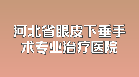 河北省眼皮下垂手术专业治疗医院