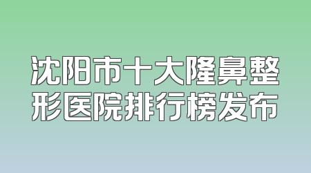 沈阳市十大隆鼻整形医院排行榜发布