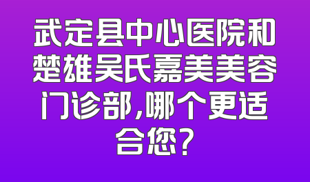 武定县中心医院和楚雄吴氏嘉美美容门诊部，哪个更适合您？