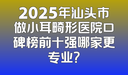 2025年汕头市做小耳畸形医院口碑榜前十强哪家更专业？