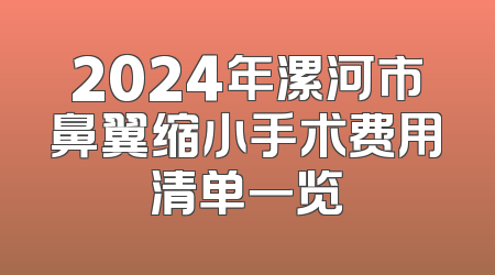 2024年漯河市鼻翼缩小手术费用清单一览