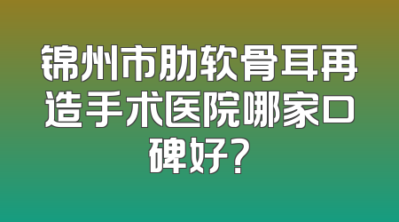 锦州市肋软骨耳再造手术医院哪家口碑好？