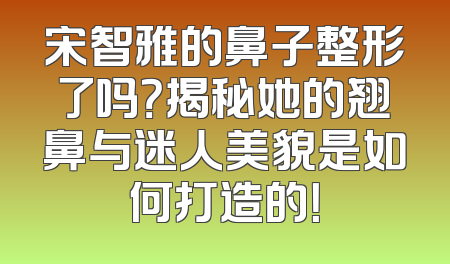 宋智雅的鼻子整形了吗？揭秘她的翘鼻与迷人美貌是如何打造的！