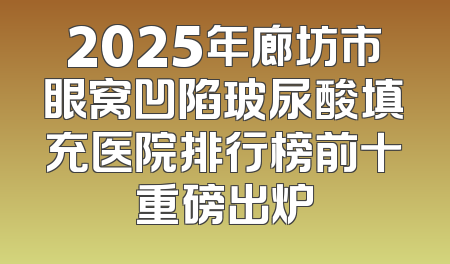 2025年廊坊市眼窝凹陷玻尿酸填充医院排行榜前十重磅出炉